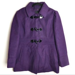 a.n.a Purple & Black Pea Coat Size Large
